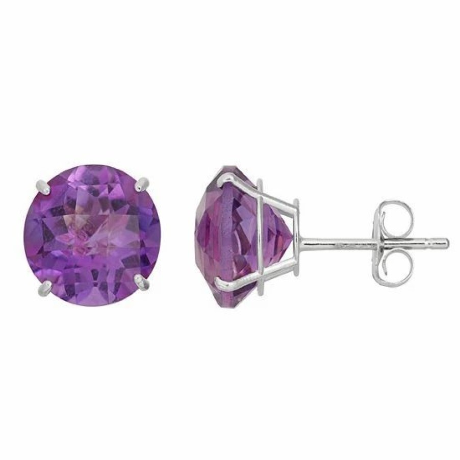 * Designs By Gioelli Amethyst 10K White Gold Stud Earrings | Jewelry