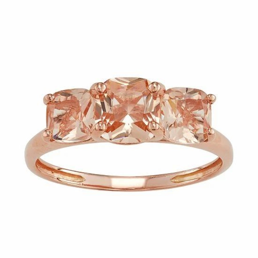 * Designs By Gioelli 10K Rose Gold Simulated Morganite 3-Stone Ring | Jewelry