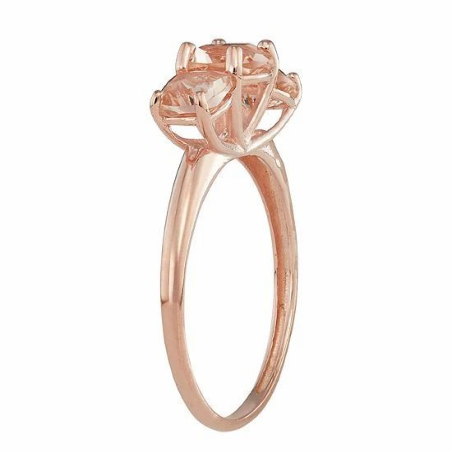 * Designs By Gioelli 10K Rose Gold Simulated Morganite 3-Stone Ring | Jewelry