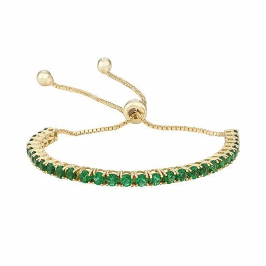 * Designs By Gioelli 14K Gold Over Silver Simulated Emerald Lariat Bracelet | Jewelry