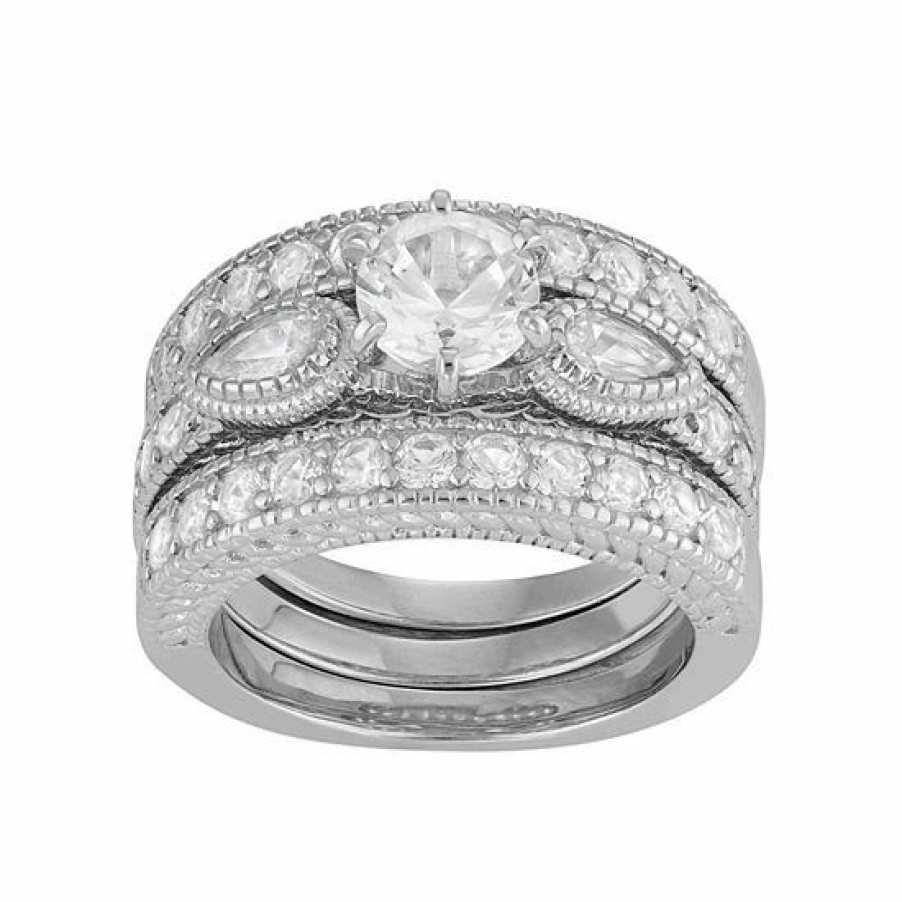 * Designs By Gioelli Sterling Silver Lab-Created White Sapphire Engagement Ring Set | Jewelry