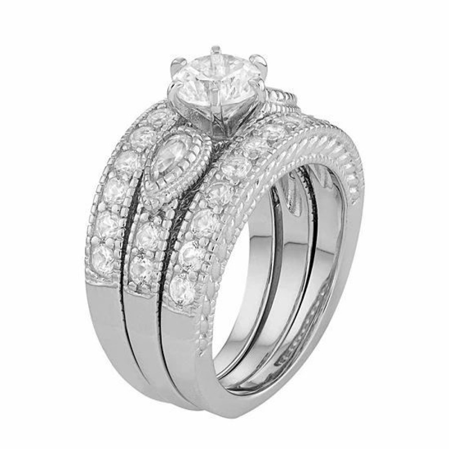 * Designs By Gioelli Sterling Silver Lab-Created White Sapphire Engagement Ring Set | Jewelry