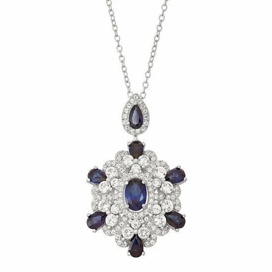 * Designs By Gioelli Sterling Silver Lab-Created Blue & White Sapphire Pendant Necklace | Jewelry