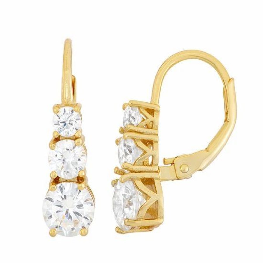 * Designs By Gioelli 14K Gold Over Silver Cubic Zirconia Graduated Drop Earrings | Jewelry