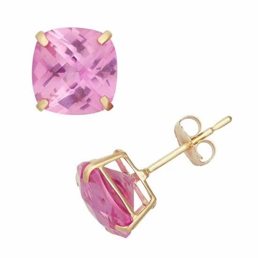 * Designs By Gioelli Lab-Created Pink Sapphire 10K Gold Stud Earrings | Jewelry