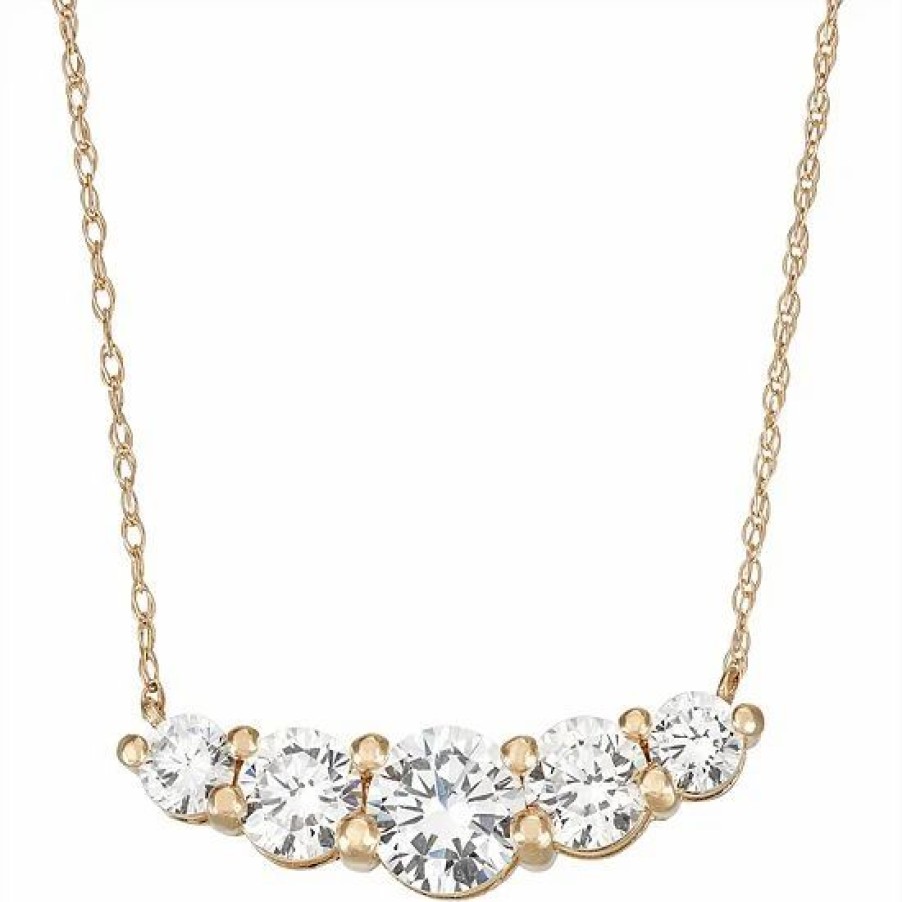 * Designs By Gioelli 10K Gold Cubic Zirconia 5-Stone Necklace | Jewelry