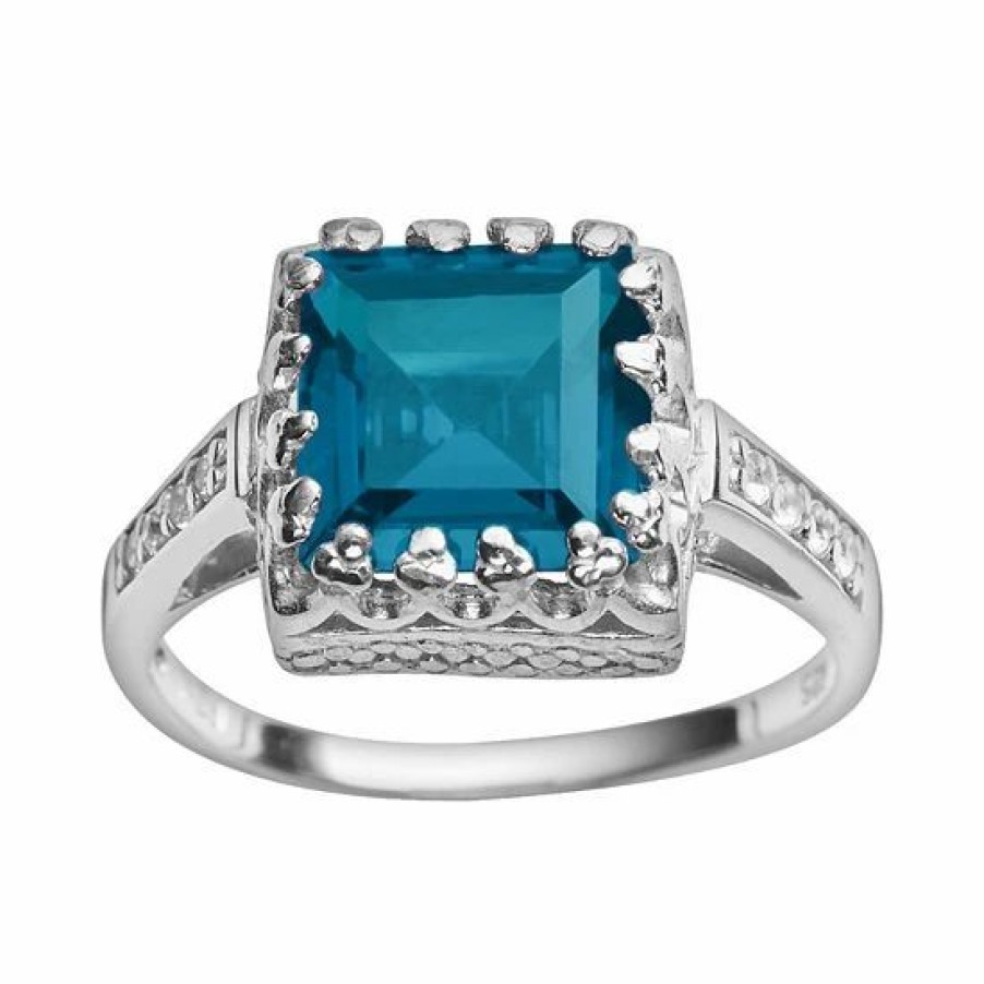 * Designs By Gioelli Sterling Silver London Blue Topaz And Lab-Created White Sapphire Crown Ring | Jewelry