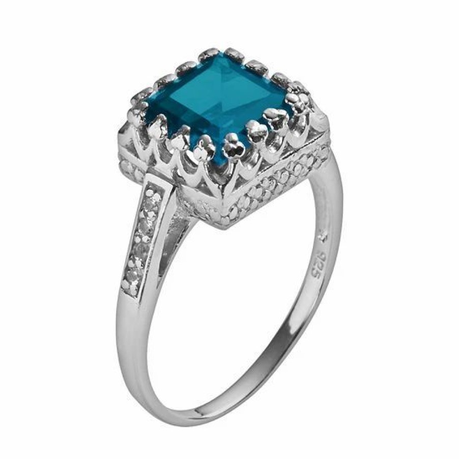 * Designs By Gioelli Sterling Silver London Blue Topaz And Lab-Created White Sapphire Crown Ring | Jewelry