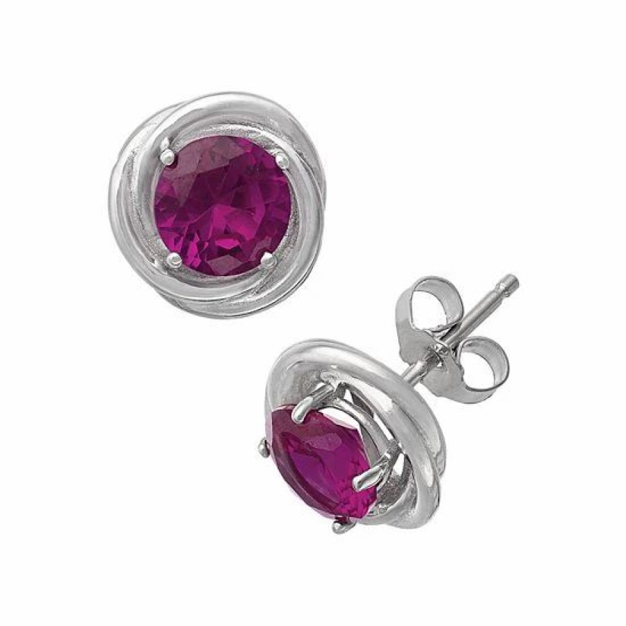 * Designs By Gioelli Sterling Silver Lab-Created Ruby Swirl Stud Earrings | Jewelry