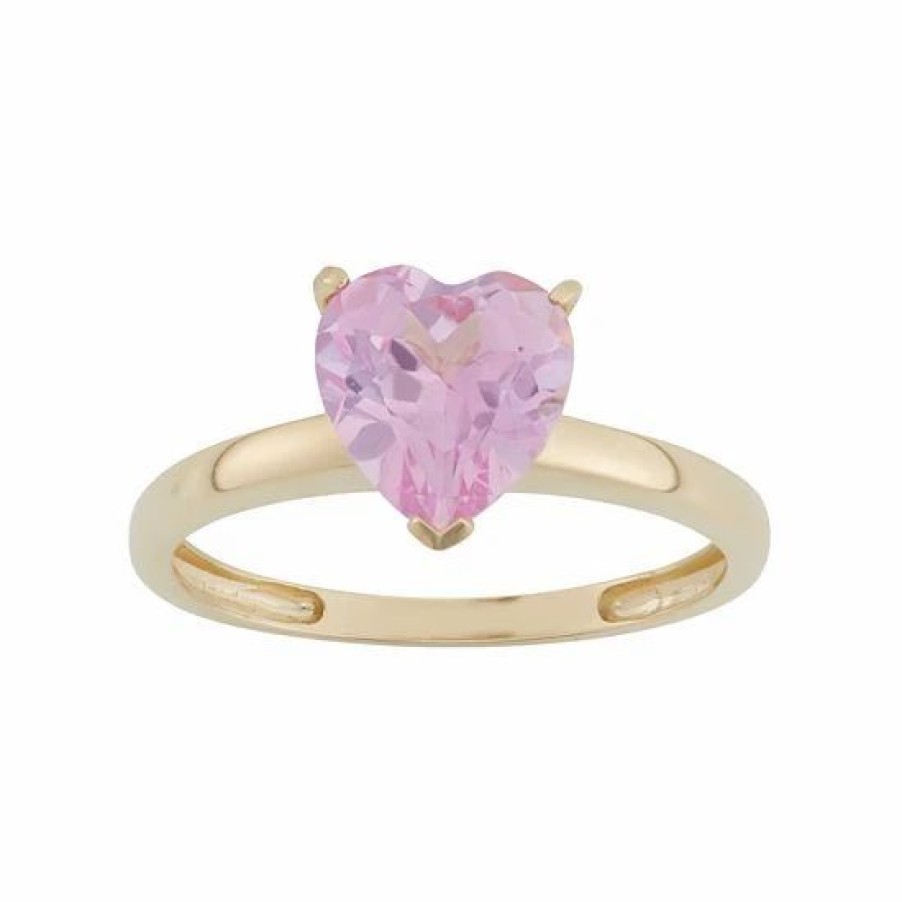 * Designs By Gioelli 10K Gold Lab-Created Pink Sapphire Heart Ring | Jewelry