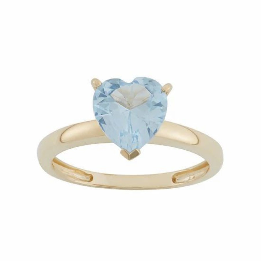 * Designs By Gioelli Lab-Created Aquamarine 10K Gold Heart Ring | Jewelry