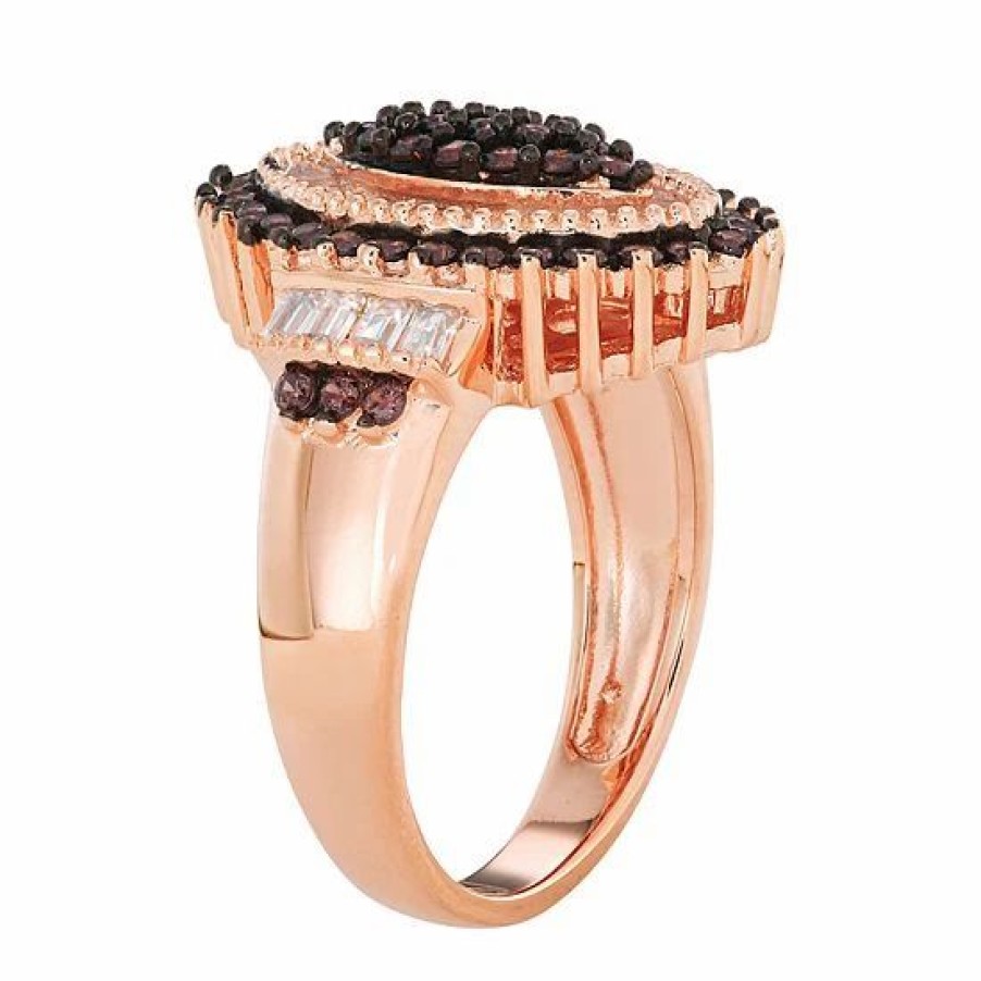 * Designs By Gioelli Sterling Silver Mocha & White Cubic Zirconia Marquise Halo Ring | Jewelry