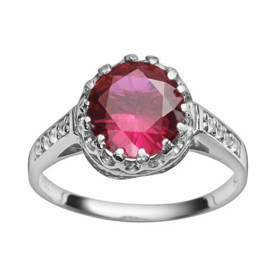 * Designs By Gioelli Sterling Silver Lab-Created Ruby And Lab-Created White Sapphire Crown Ring | Jewelry