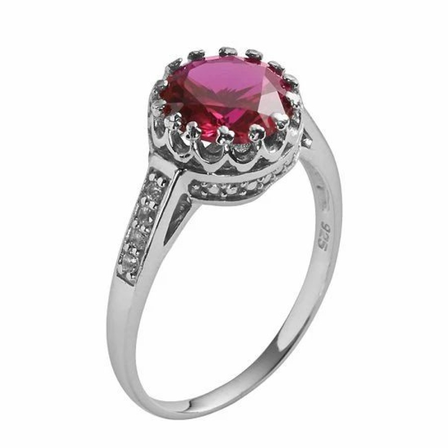 * Designs By Gioelli Sterling Silver Lab-Created Ruby And Lab-Created White Sapphire Crown Ring | Jewelry