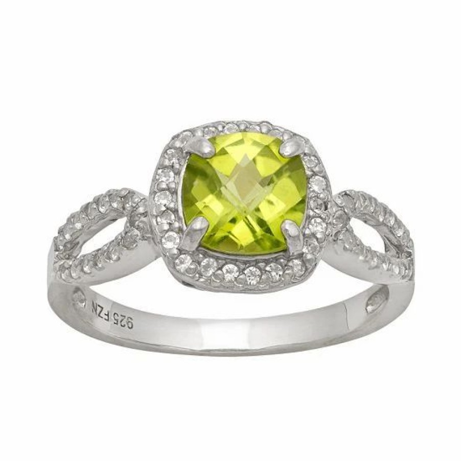 * Designs By Gioelli Sterling Silver Peridot And Lab-Created White Sapphire Halo Ring | Jewelry