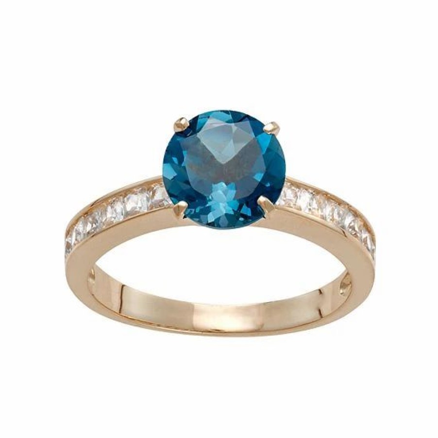 * Designs By Gioelli 10K Gold London Blue Topaz & Lab-Created White Sapphire Ring | Jewelry