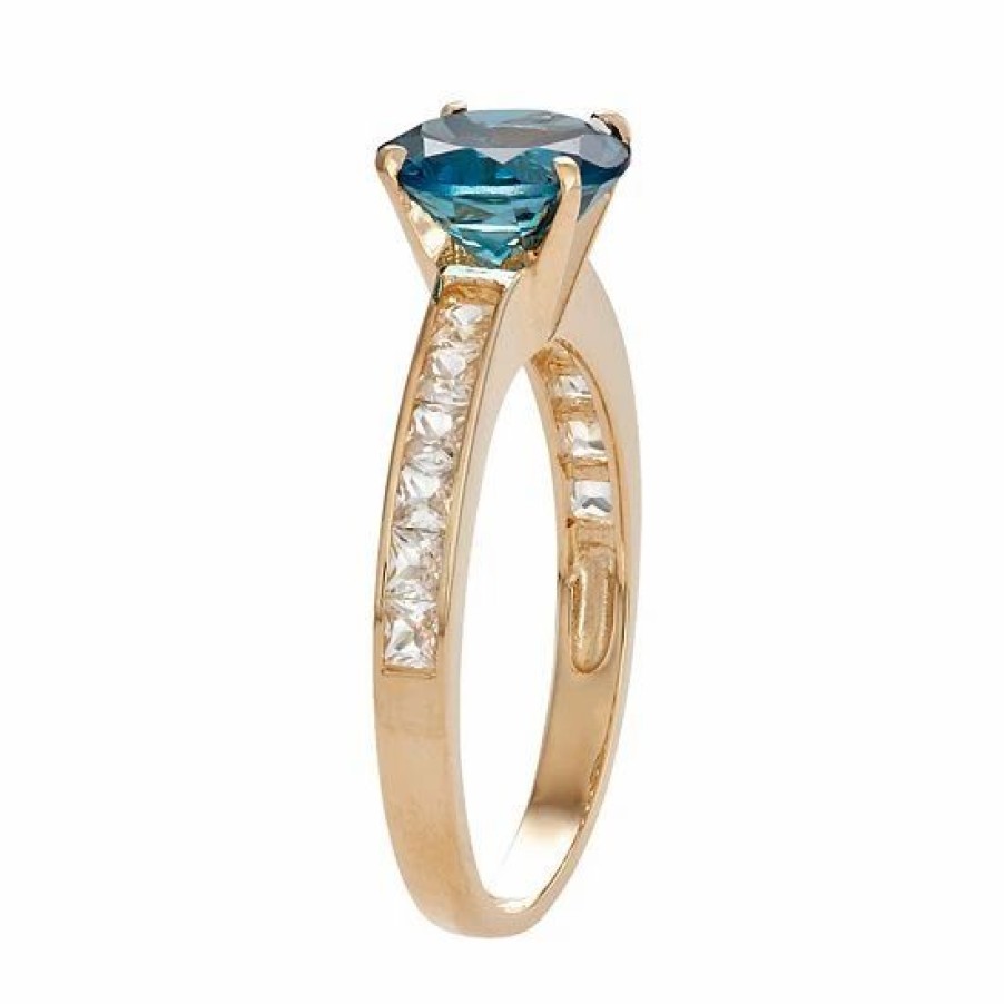 * Designs By Gioelli 10K Gold London Blue Topaz & Lab-Created White Sapphire Ring | Jewelry