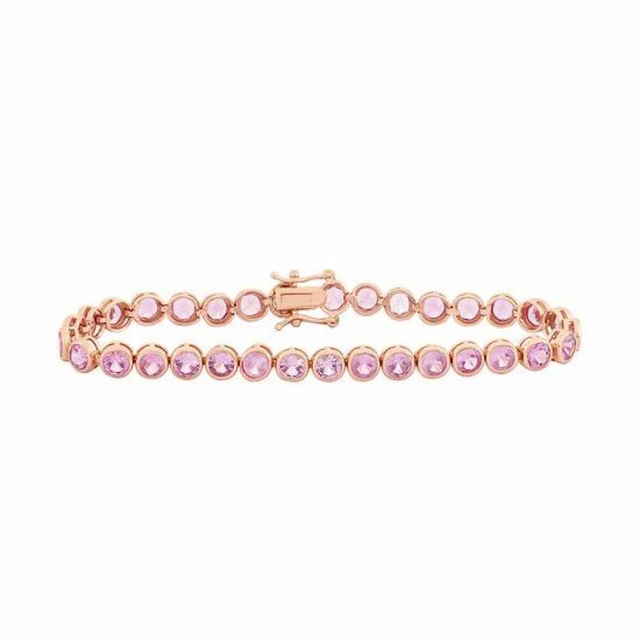 * Designs By Gioelli 14K Rose Gold Over Silver Lab-Created Pink Sapphire Tennis Bracelet | Jewelry