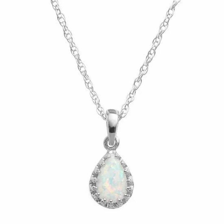 * Designs By Gioelli Sterling Silver Lab-Created Opal Teardrop Pendant | Jewelry