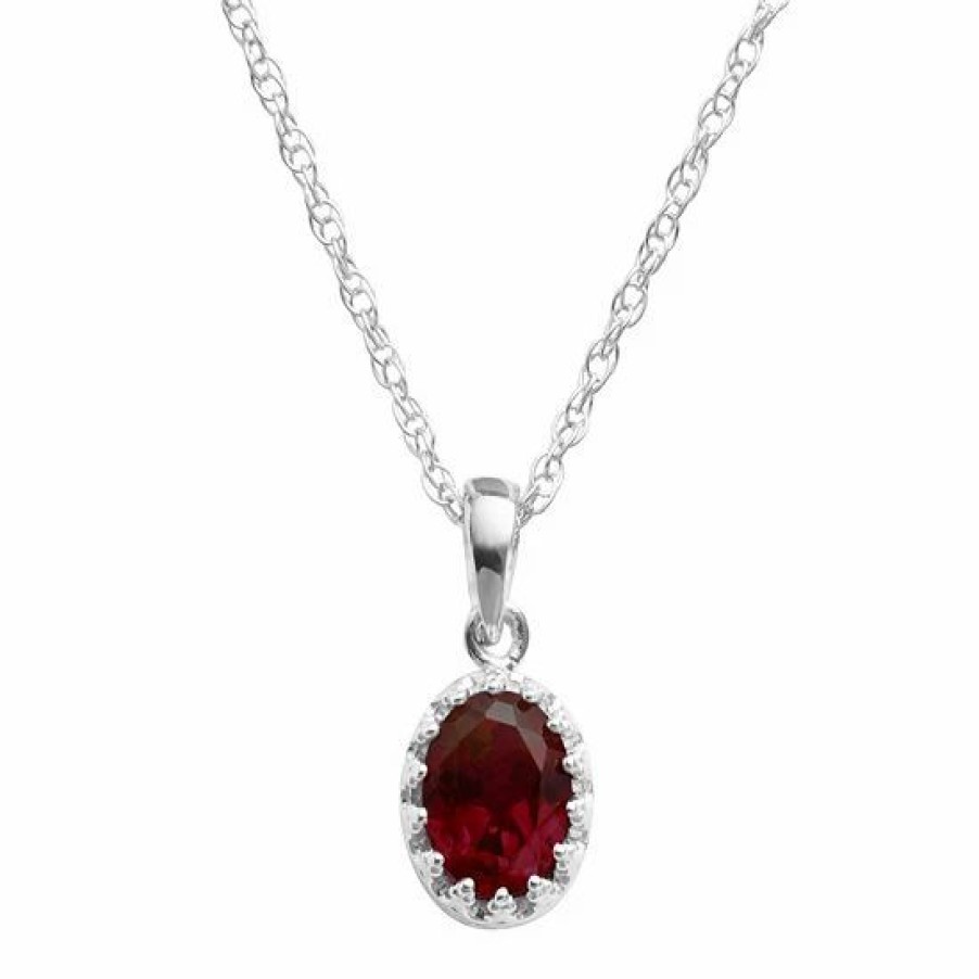 * Designs By Gioelli Sterling Silver Garnet Oval Pendant | Jewelry