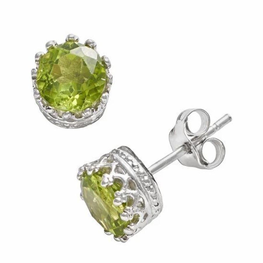 * Designs By Gioelli Sterling Silver Peridot Crown Stud Earrings | Jewelry