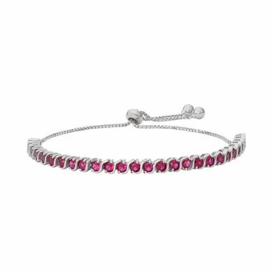 * Designs By Gioelli Sterling Silver Lab-Created Ruby S-Link Lariat Bracelet | Jewelry