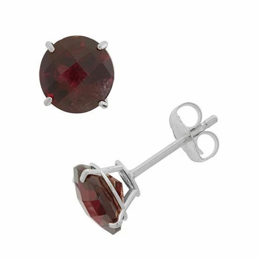 * Designs By Gioelli Garnet 10K White Gold Stud Earrings | Jewelry