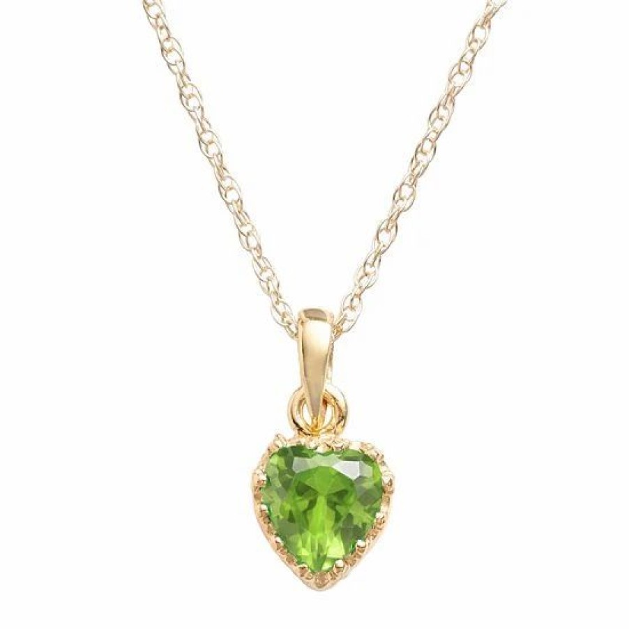 * Designs By Gioelli 14K Gold Over Silver Peridot Heart Crown Pendant | Jewelry