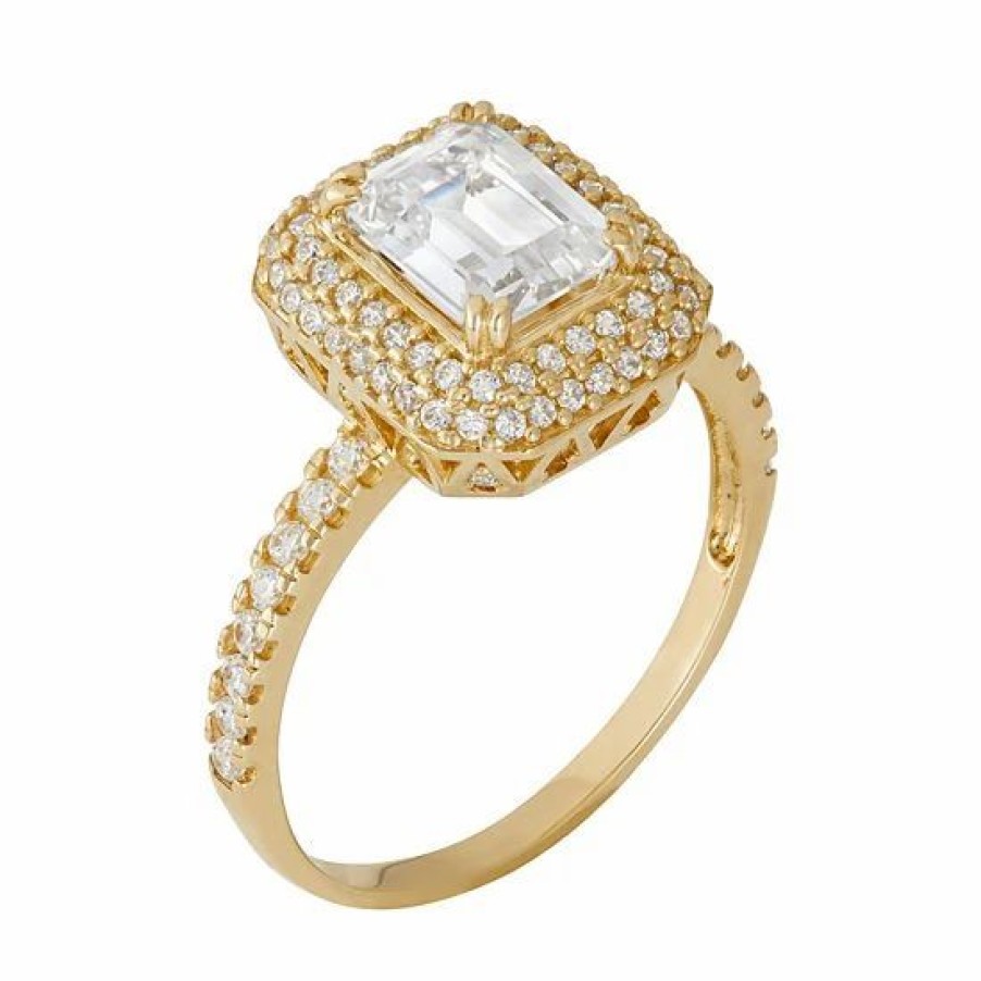 * Designs By Gioelli Cubic Zirconia Rectangle Halo Engagement Ring In 10K Gold | Jewelry