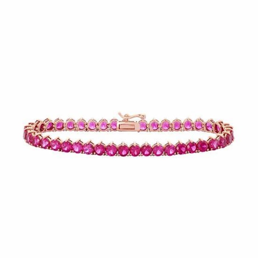 * Designs By Gioelli 14K Rose Gold Over Silver Lab-Created Ruby Tennis Bracelet | Jewelry