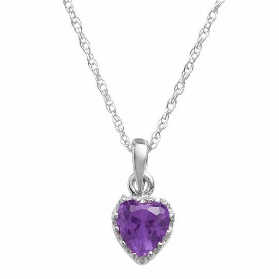 * Designs By Gioelli Sterling Silver Amethyst Heart Crown Pendant | Jewelry