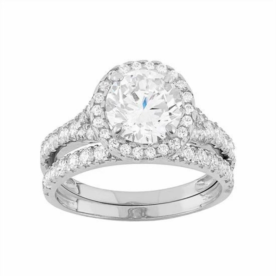 * Designs By Gioelli Cubic Zirconia Halo Engagement Ring Set In 10K Gold | Jewelry