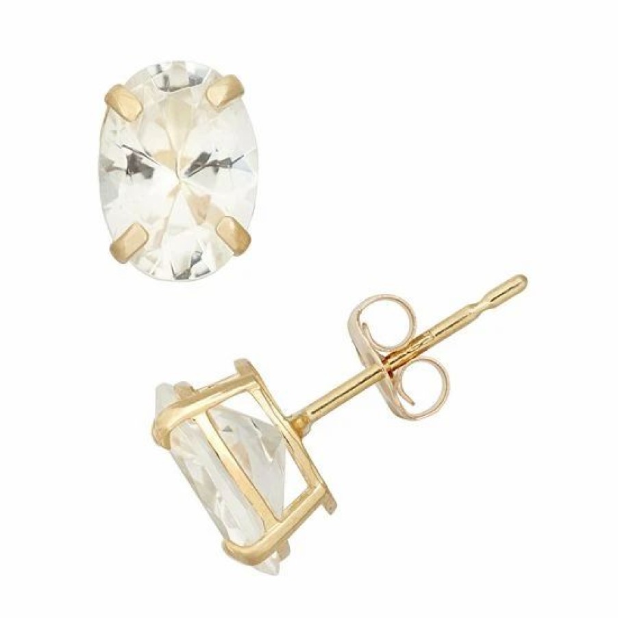 * Designs By Gioelli Lab-Created White Sapphire 10K Gold Oval Stud Earrings | Jewelry