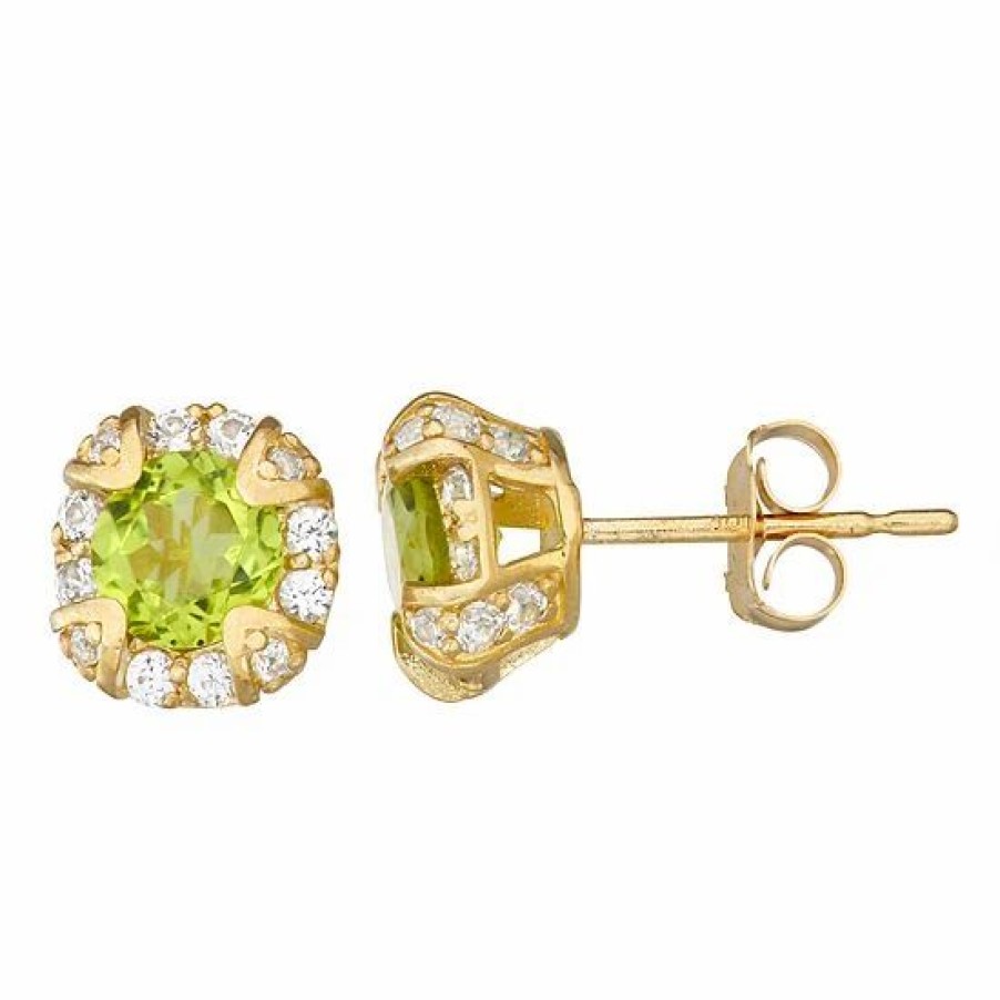 * Designs By Gioelli 10K Gold Gemstone Round Halo Stud Earrings | Jewelry