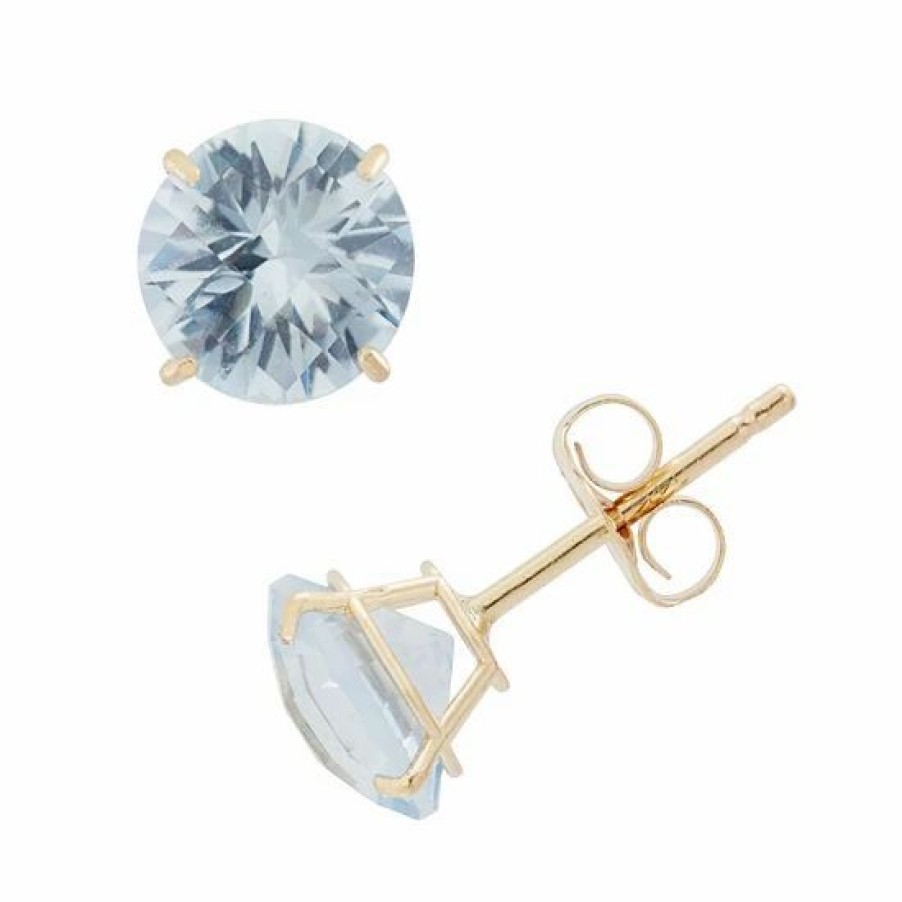 * Designs By Gioelli Lab-Created Aquamarine 10K Gold Stud Earrings | Jewelry