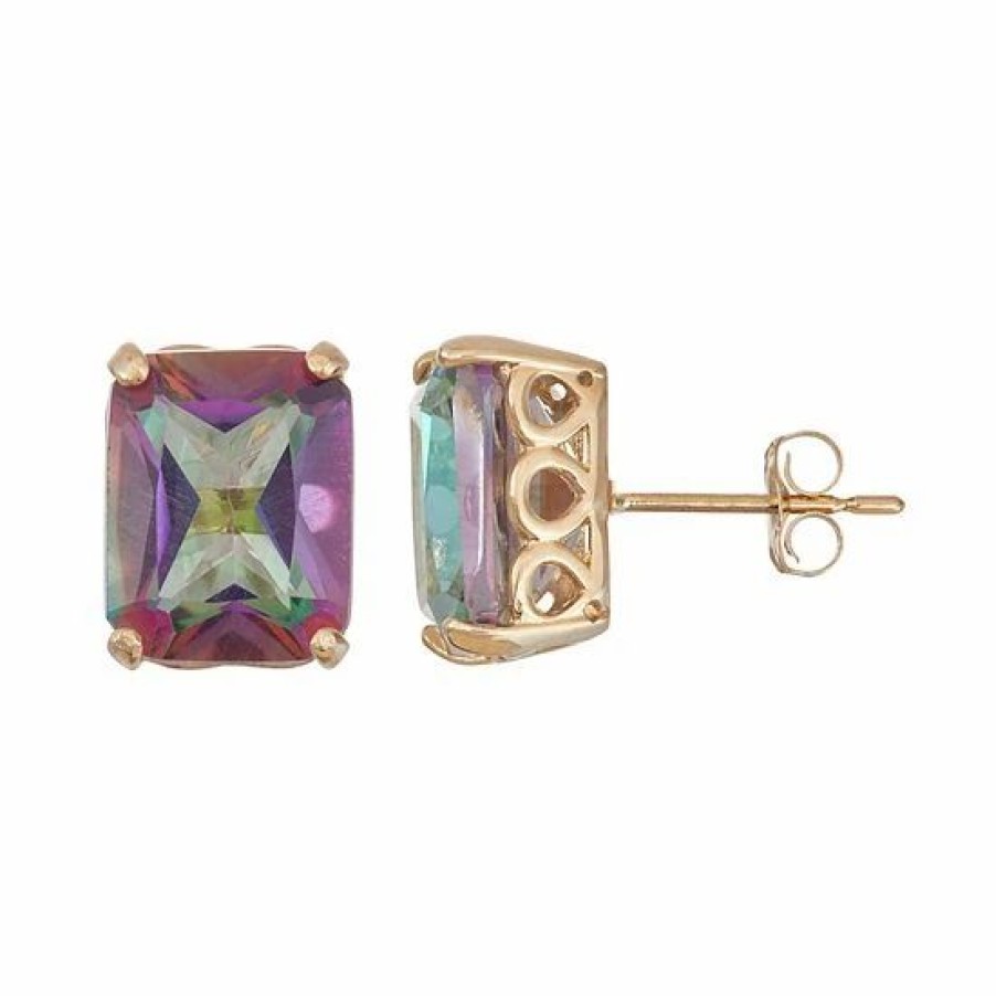 * Designs By Gioelli 10K Gold Mystic Topaz Rectangle Stud Earrings | Jewelry