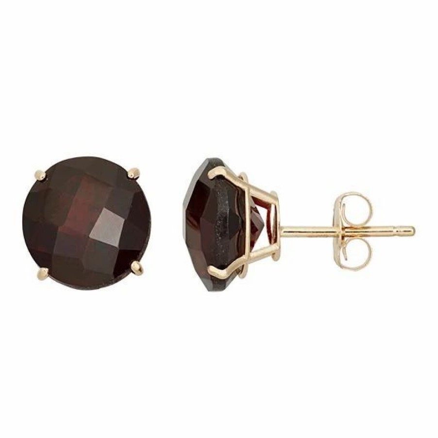 * Designs By Gioelli Garnet 10K Gold Stud Earrings | Jewelry