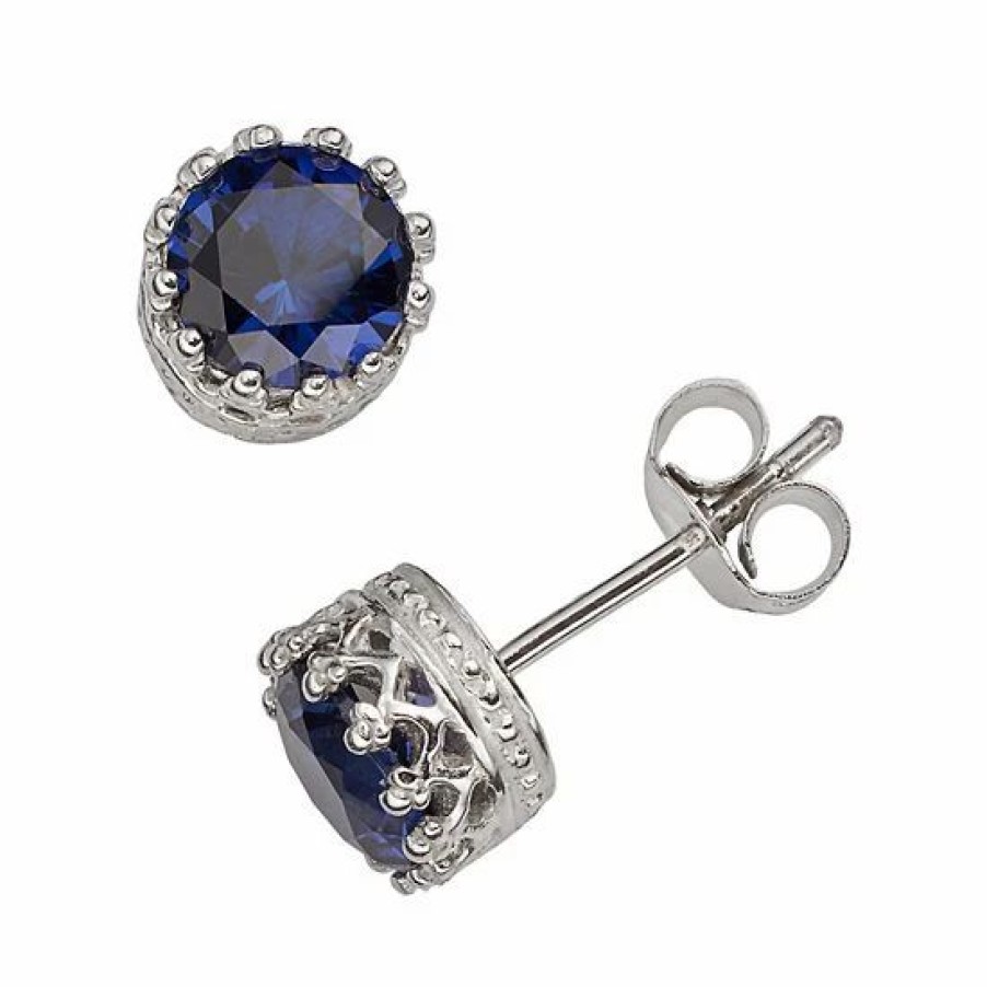 * Designs By Gioelli Sterling Silver Lab-Created Sapphire Stud Earrings | Jewelry