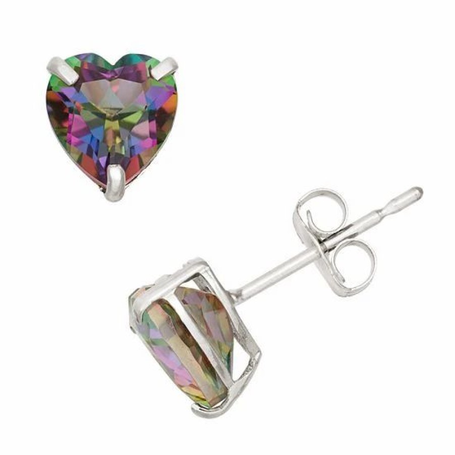 * Designs By Gioelli Mystic Topaz 10K White Gold Heart Stud Earrings | Jewelry