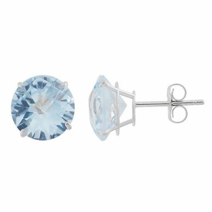 * Designs By Gioelli Lab-Created Aquamarine 10K White Gold Stud Earrings | Jewelry