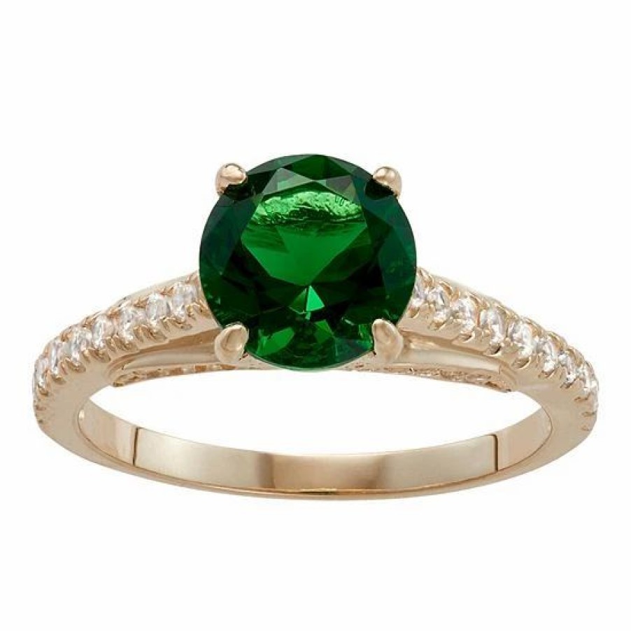 * Designs By Gioelli 10K Gold Simulated Emerald & Lab-Created White Sapphire Ring | Jewelry