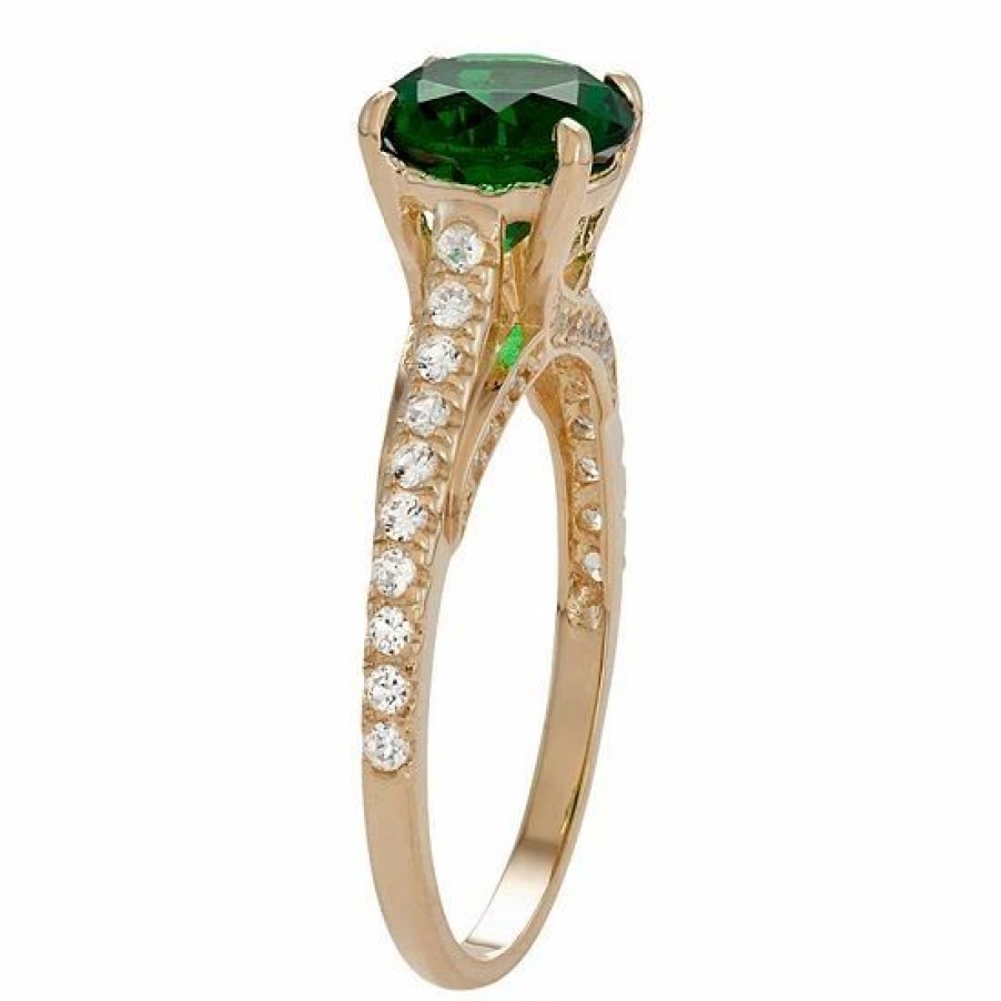 * Designs By Gioelli 10K Gold Simulated Emerald & Lab-Created White Sapphire Ring | Jewelry