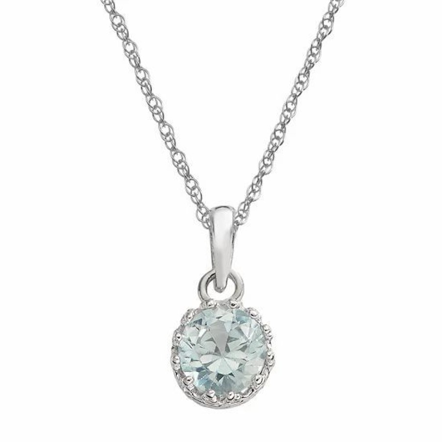 * Designs By Gioelli Sterling Silver Lab-Created Aquamarine Pendant | Jewelry