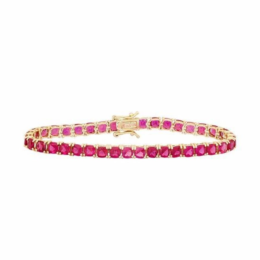 * Designs By Gioelli 14K Gold Over Silver Lab-Created Ruby Tennis Bracelet | Jewelry