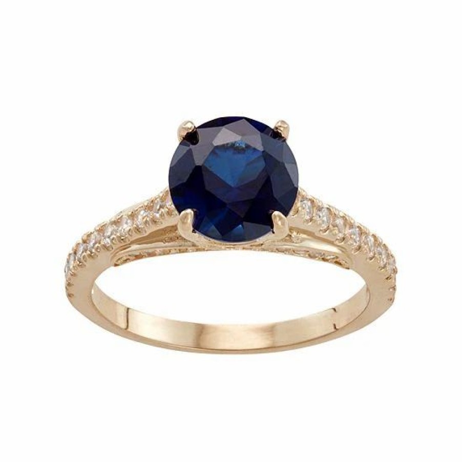 * Designs By Gioelli 10K Gold Lab-Created Blue & White Sapphire Ring | Jewelry