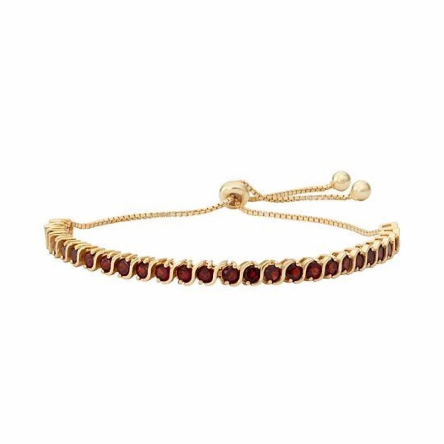 * Designs By Gioelli 14K Gold Over Silver Garnet S-Link Lariat Bracelet | Jewelry