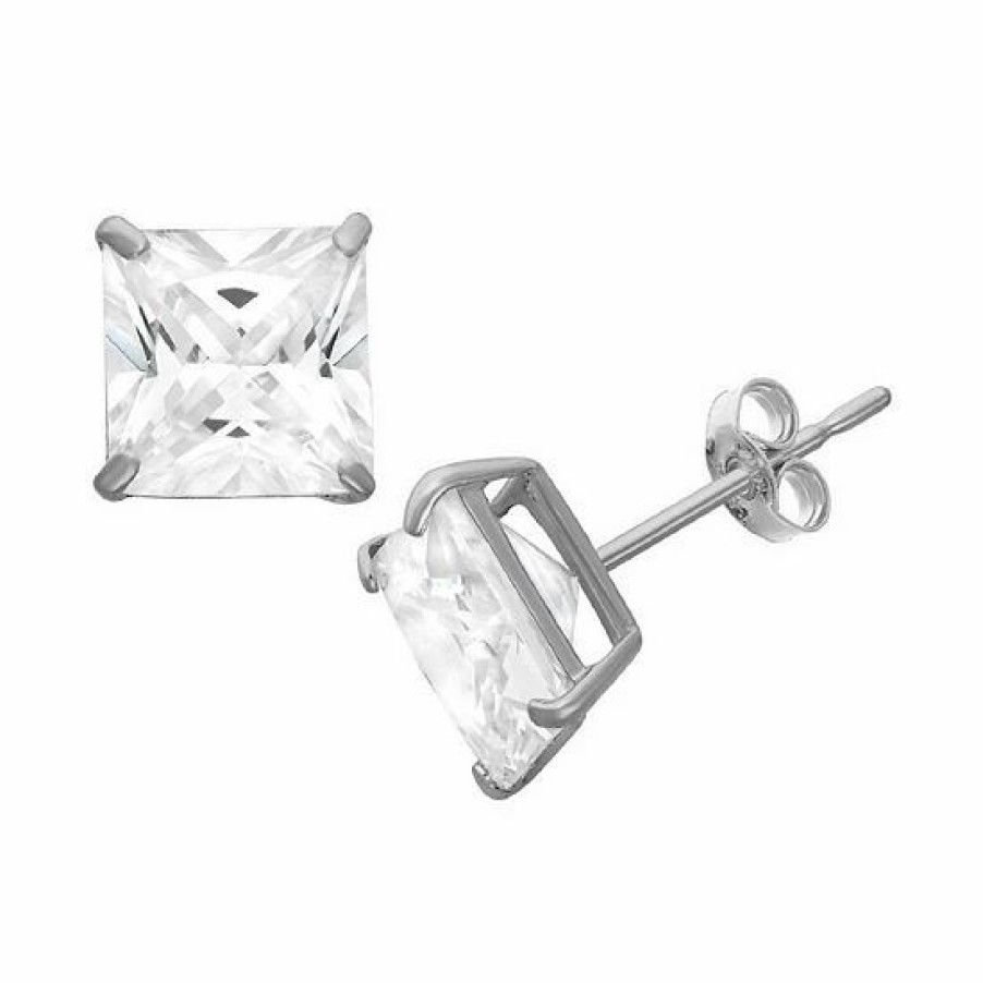 * Designs By Gioelli Men'S Sterling Silver Cubic Zirconia Square Stud Earrings | Jewelry