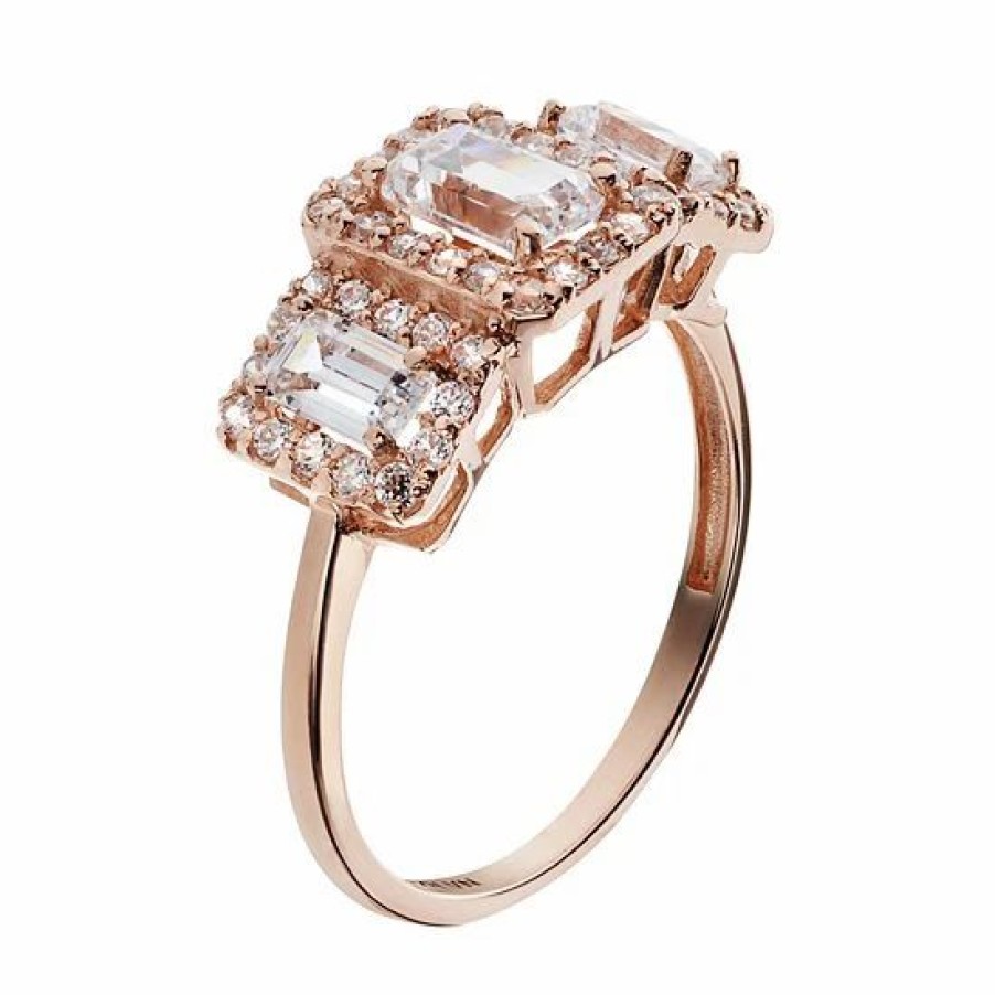 * Designs By Gioelli Cubic Zirconia 10K Rose Gold Tiered Rectangle Ring | Jewelry