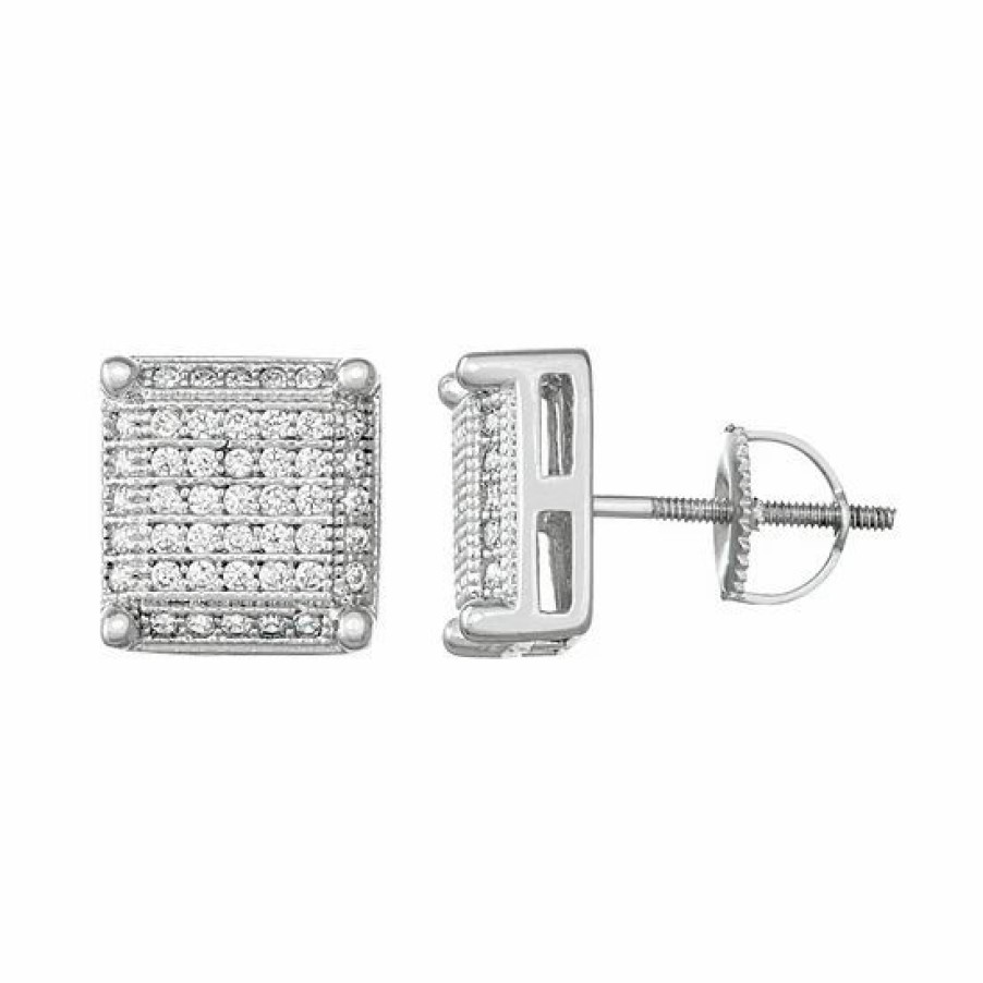 * Designs By Gioelli Men'S Sterling Silver Cubic Zirconia Square Stud Earrings | Jewelry