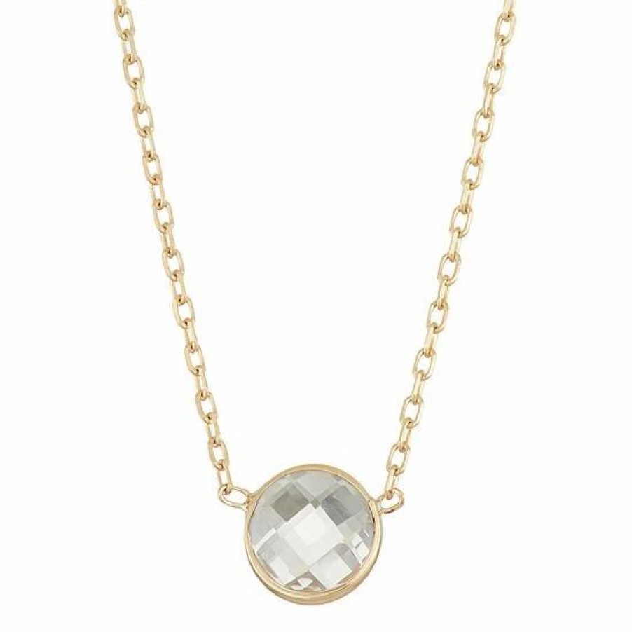 * Designs By Gioelli 10K Gold Lab-Created White Sapphire Circle Pendant Necklace | Jewelry